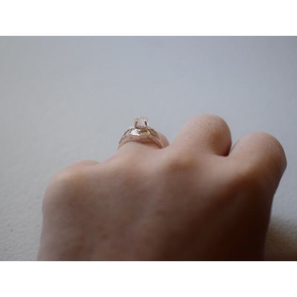 Uncut Diamond Engagement Ring, Rough Raw Diamond Wedding Band, Sterling Silver - Picture 3 of 3